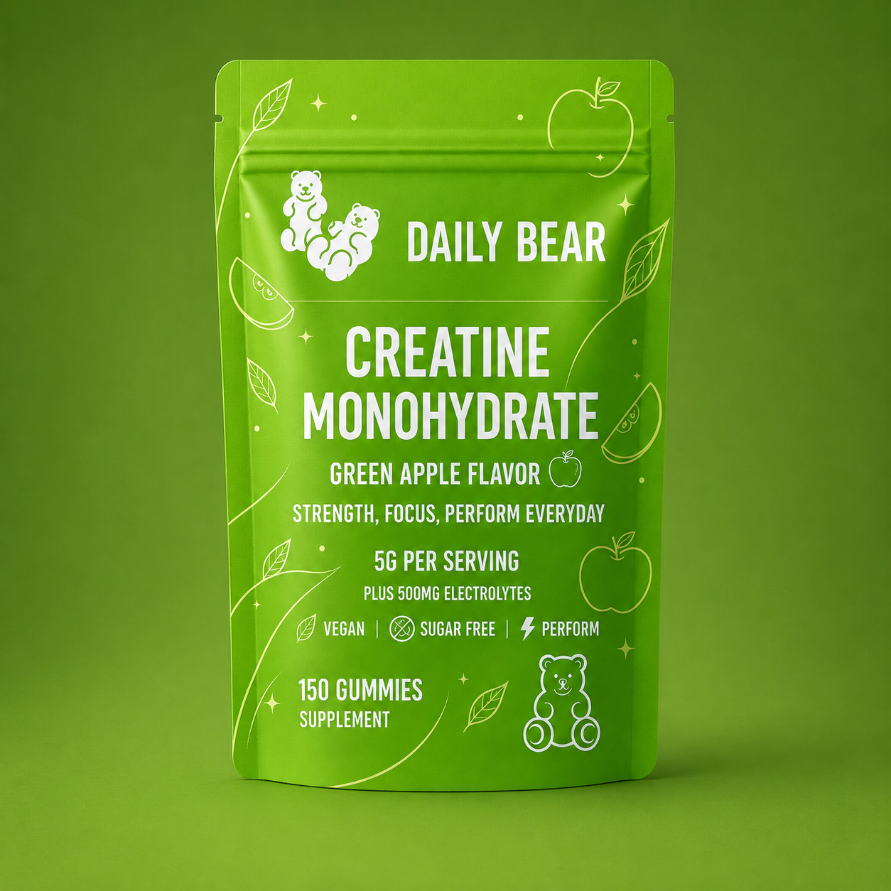 Daily Bear Creatine Gummies Green Apple